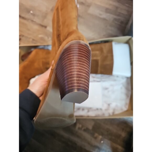 Jessica Simpson Suede Knee High Boots Canela Lace Back Side Zip Size 8 1/2 New - Picture 3 of 10